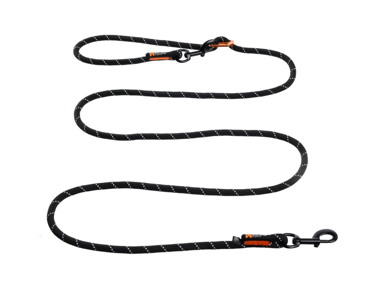 Non-stop dogwear Rock adjustable leash justerbart tau-leiebånd – Svart
