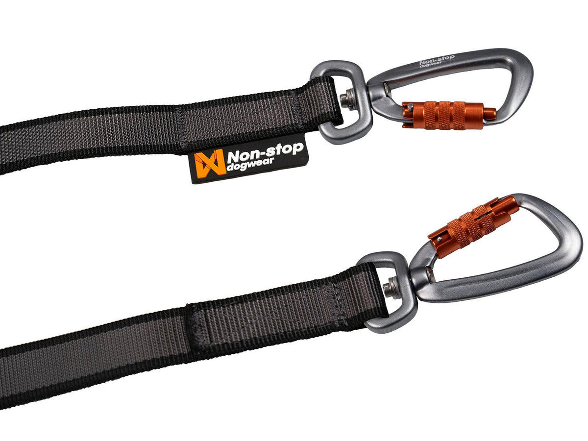 Non-stop dogwear Touring double koblingsbånd for to hunder – Svart/grå