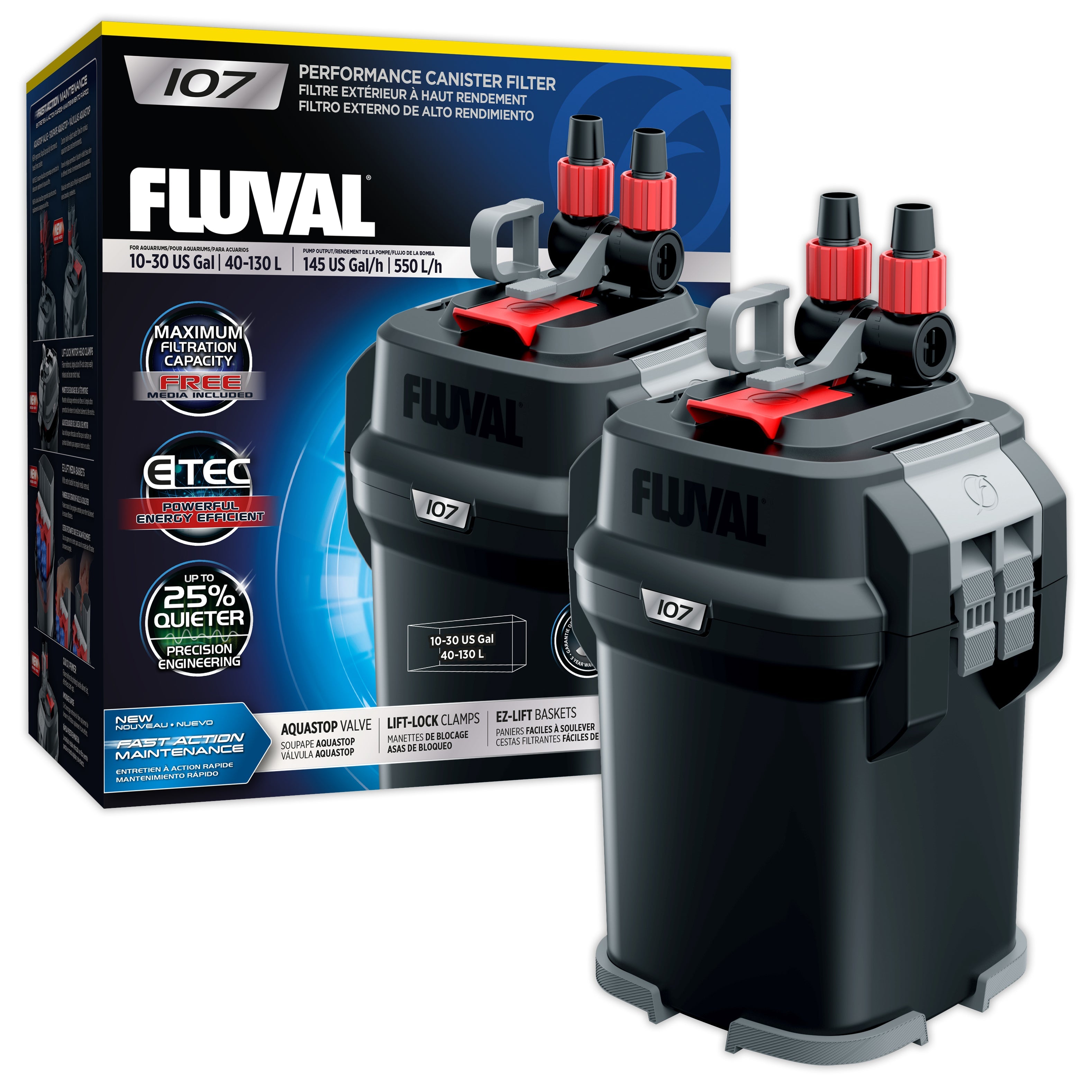 Fluval 107 Ekstern Kanisterfilter 550 L/t for Akvarium 40-130 L