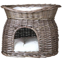 Kattekurv 2873 2Etg. i Bast M/Saueskinns Teppe Grå